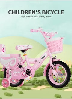 JUNYOUK Girls Bike for Toddlers and Kids,14 Inch Kids Bike with Training Wheels & Basket,Girl Bicycle with Handbrake & Kickstand  - Image 2