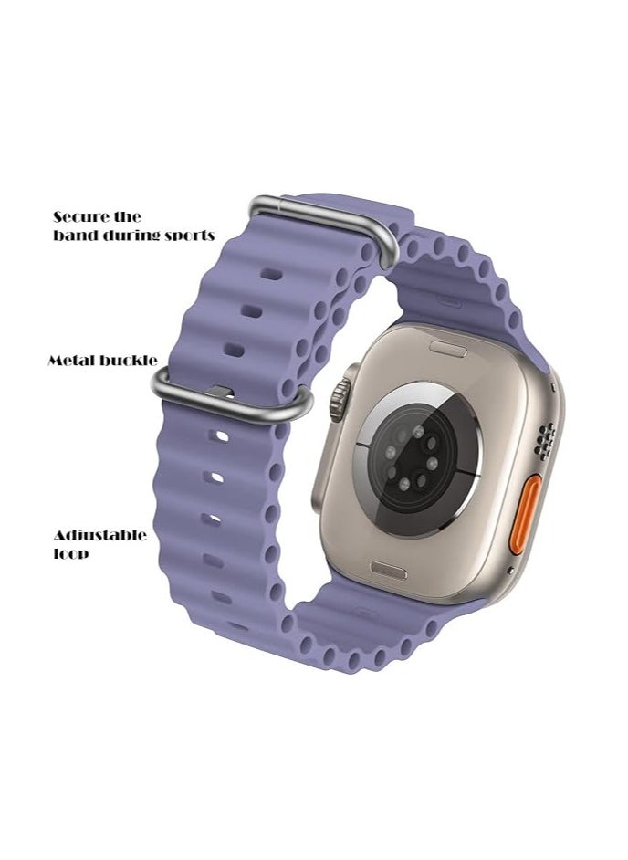 ten.tech - Ten Tech Silicone Band for Apple Watch Ultra/Ultra 2 49mm 45mm 44mm 42mm, Waterproof Soft Silicone Sports Band for iWatch Ultra SE 8/7/6/5/4/3/2/1, Lavender Gray - Image 1