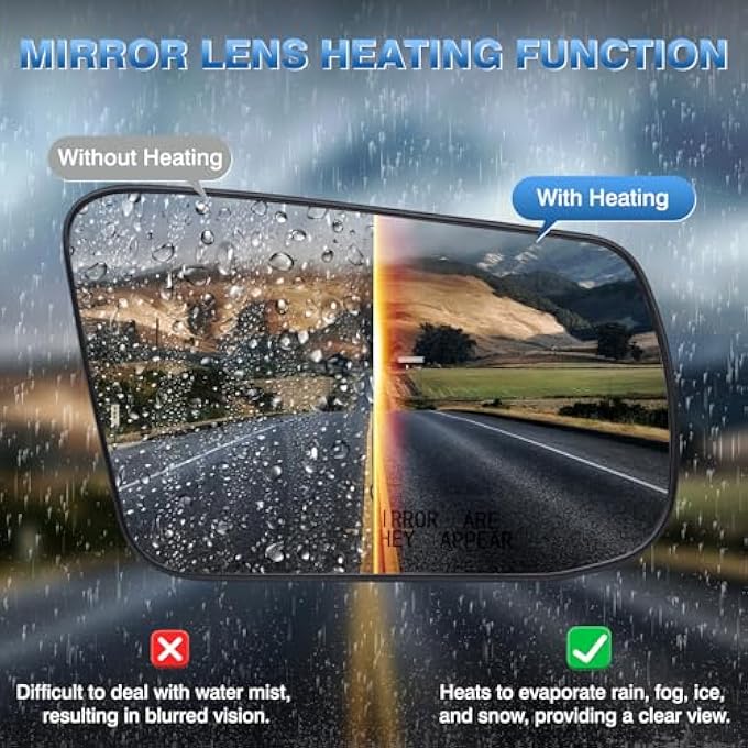 ريحني زجاج مرآة الجانب الراكب لنيسان ألتيما سنترا 2013 2014 2015 2016 2017 2018 زجاج مرآة الجانب الأيمن المرايا المحدبة الخلفية مع تدفئة كهربائية 963653Th0A - Image 5