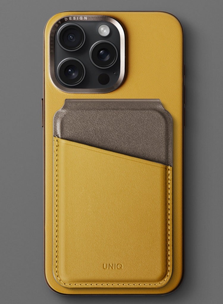 Uniq Magnetic Card Holder with Stand UNIQ Lyden Cyelfgry RFID Magnetic Wallet for iPhone 12/13/14/15 - Canary Yellow / Flint Grey Canary Yellow / Flint Grey - Image 2