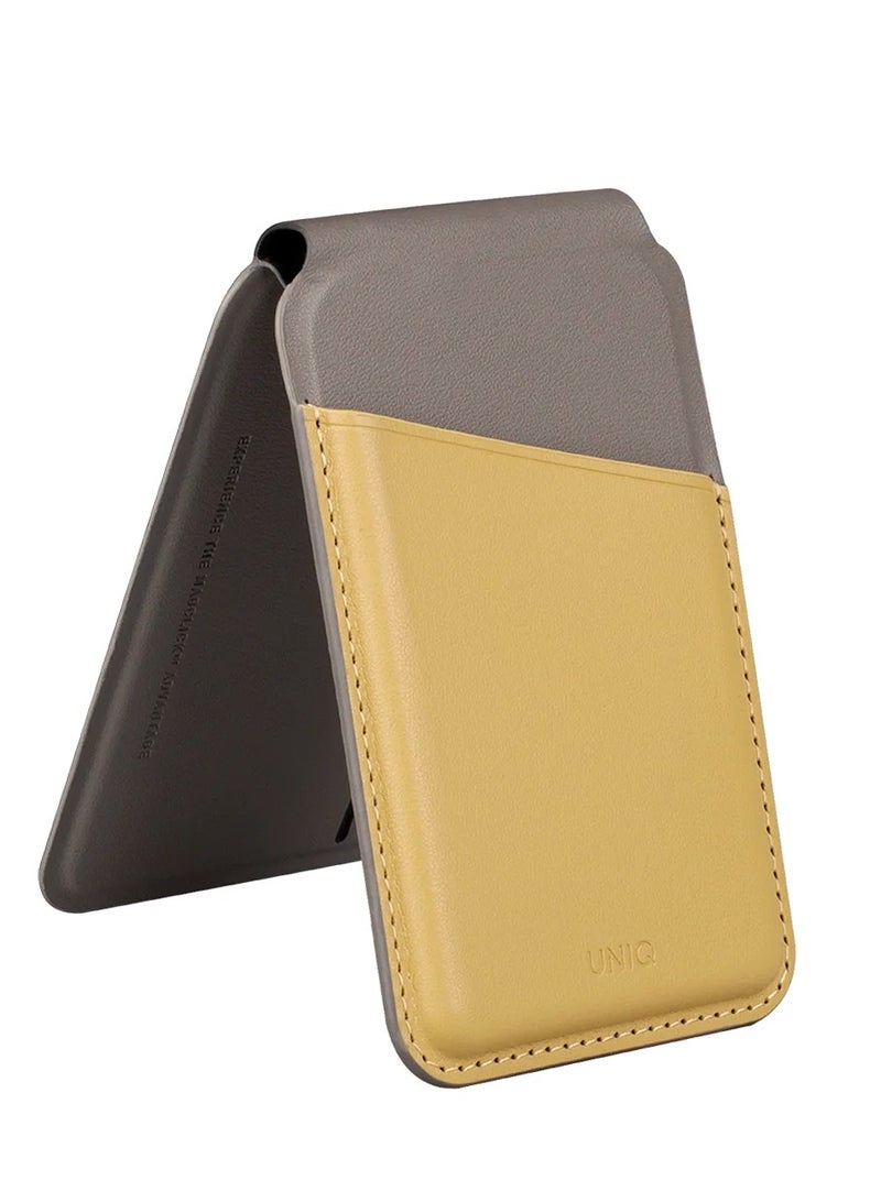 Uniq Magnetic Card Holder with Stand UNIQ Lyden Cyelfgry RFID Magnetic Wallet for iPhone 12/13/14/15 - Canary Yellow / Flint Grey Canary Yellow / Flint Grey - Image 3