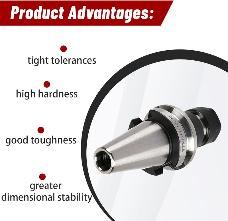 findmall 4 Pcs Collet Chuck Tool Holder BT30 ER16 2.76" W. 70MM Gage Length - Image 4
