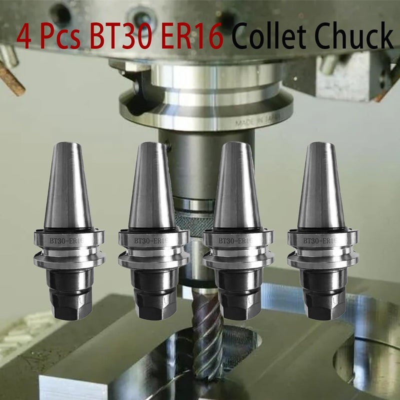 findmall 4 Pcs Collet Chuck Tool Holder BT30 ER16 2.76" W. 70MM Gage Length - Image 1