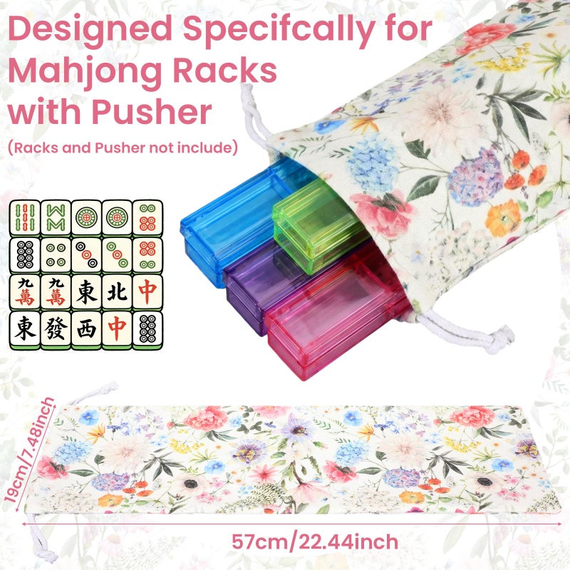 Shinylin 3 Pcs Empty Mahjong Bags Set for Tiles and Racks 24 x 13 x 4.7 Inches Floral American Mahjong Carrying Bag Tiles Bag Drawstring Protective Sleeve for Rack Party Travel, Case Only(Wildflower) - Image 4