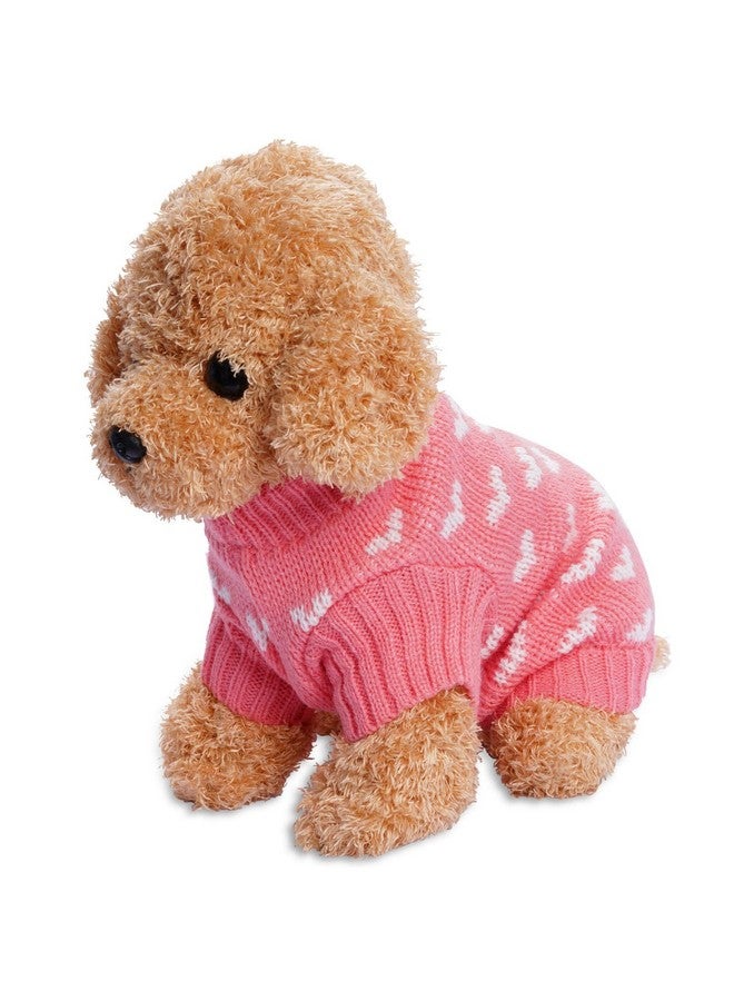 Dxhycc Dog Knitted Sweater Dog Heart Sweater Puppy Sweater Warm Soft Pet Holiday Clothes for Medium Cats and Dogs (Pink, M) - Image 4