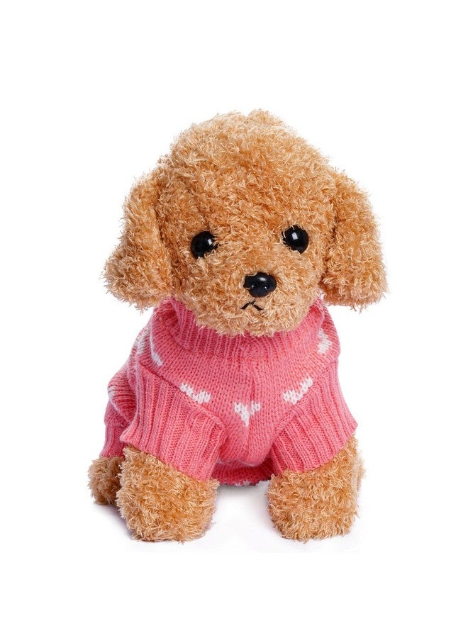 Dxhycc Dog Knitted Sweater Dog Heart Sweater Puppy Sweater Warm Soft Pet Holiday Clothes for Medium Cats and Dogs (Pink, M) - Image 5