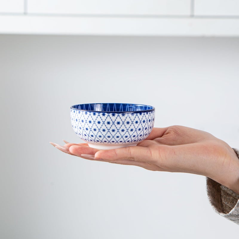Cerkik Ceramic Dipping Bowls Set - 4 Oz Small Dessert Bowl 3.5 Inch Porcelain Small Bowls for Side Dishes  Snack  Yogurt  Appetizer - Microwave Dishwasher Safe - Set of 6 - Vintage Blue - Image 2