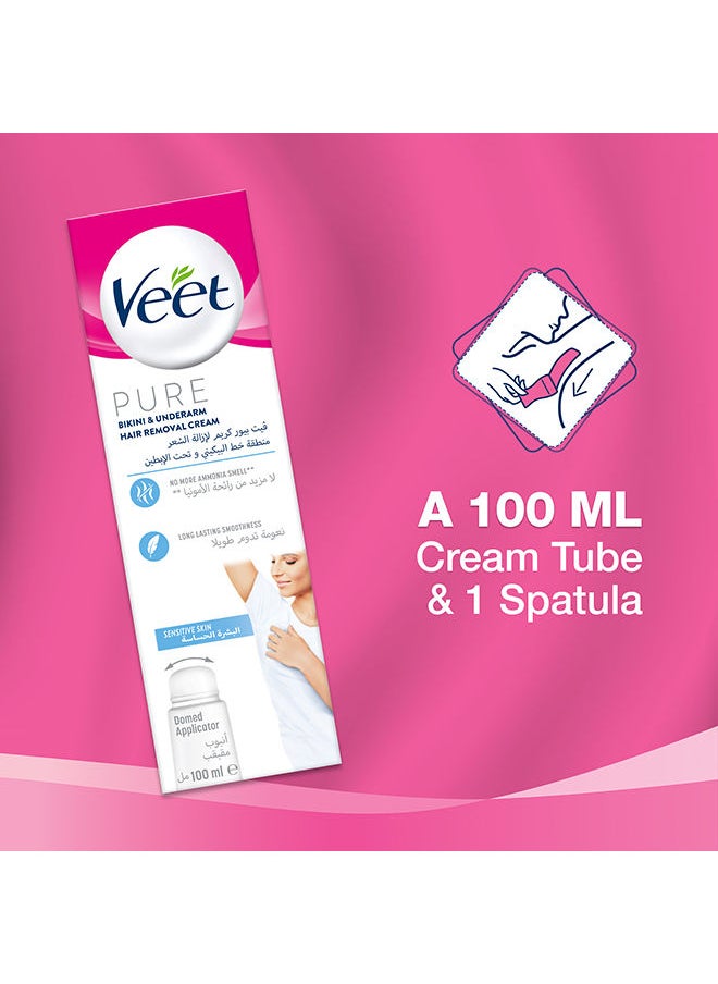 Veet - Pure Bikini And Underarm Hair Removal Cream With Domed Applicator For Sensitive Skin 100ml - Image 1