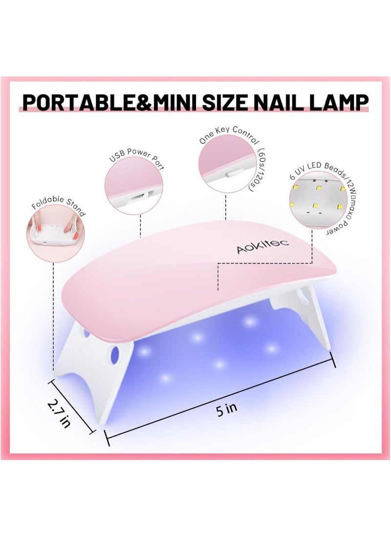 Aokitec - UV Light for Nails - Mini UV LED Nail Lamp Portable Nail Dryer for UV Gel Polish Nail Glue Gel Mouse Shape Small Size with USB Cable for Curing All Nail Gels (MULTI COULER) Home DIY Mani - Image 1