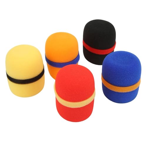 kh Colorful Foam Mic Cover Handheld Microphone Windscreen, Foam Mic Windscreen with Color Ring for Mic Noise Reduction, Sponge Foam Cover Shield Protection for Most Standard Mic (Pack of 5) - Image 1