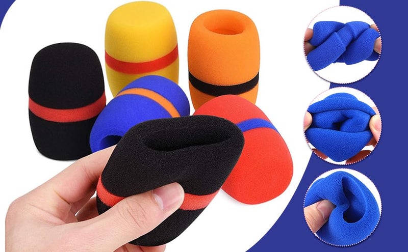 kh Colorful Foam Mic Cover Handheld Microphone Windscreen, Foam Mic Windscreen with Color Ring for Mic Noise Reduction, Sponge Foam Cover Shield Protection for Most Standard Mic (Pack of 5) - Image 2