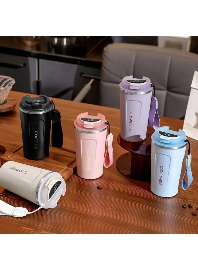 كوفي ذكي شاشة ديجيتال 510 مللي 304 الفولاذ المقاوم للصدأ فنجان القهوة كوب حراري مكتب Termal مقهى السفر معزول زجاجة - Image 5