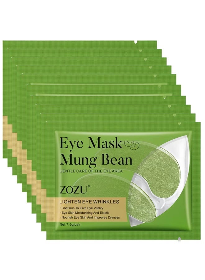 Zozu 10 Pcs Eye Mask Set Mung Bean Firming Moisturizing Crystal Eye Mask Replenish Moisture Reduce Wrinkle Eye Care Mask for Women and Men Hydrating Skincare Eye Mask Sheet - Image 5