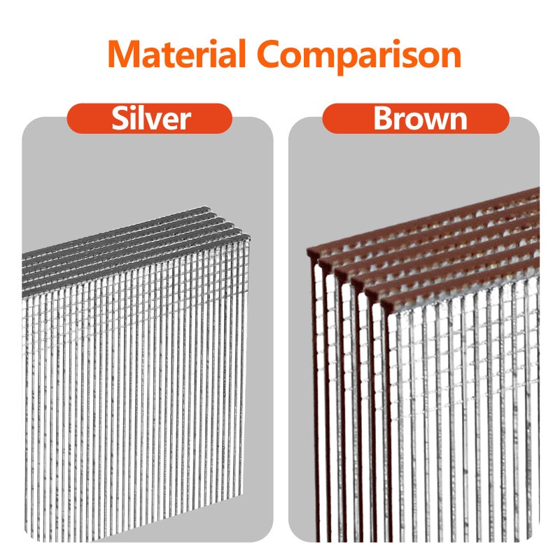 SITLDY 18 Gauge Galvanized Brad Nails Brown T-head 8 Sizes 1600-Pack (1/2"+5/8"+3/4"+1"+1-1/4"+1-1/2"+1-3/4"+2"), 200 per size Assorted Size Project Pack, for Pneumatic, Electric 18GA Brad Nailer Gun - Image 4