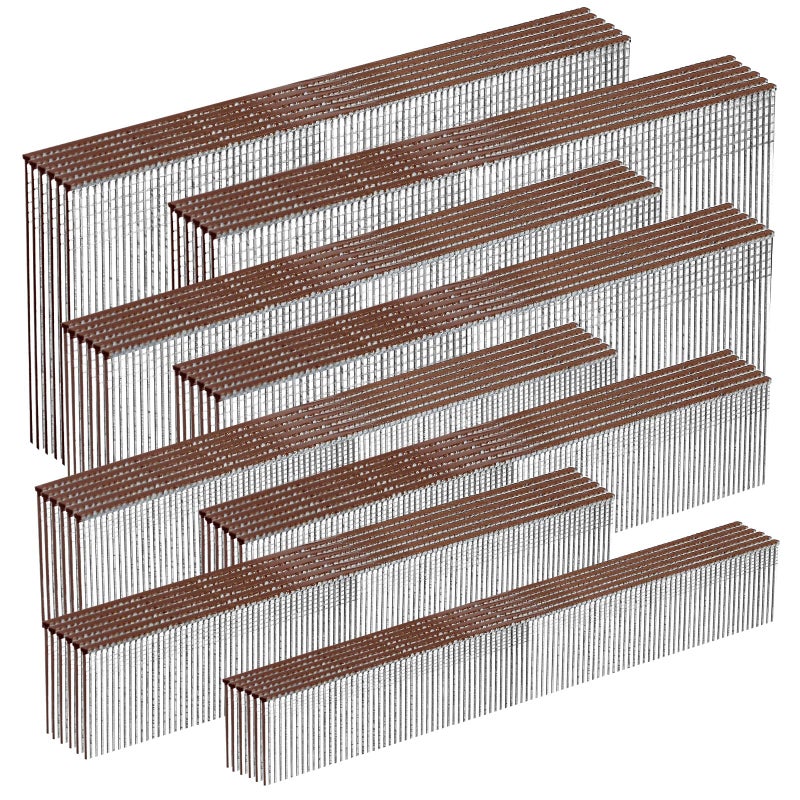 SITLDY 18 Gauge Galvanized Brad Nails Brown T-head 8 Sizes 1600-Pack (1/2"+5/8"+3/4"+1"+1-1/4"+1-1/2"+1-3/4"+2"), 200 per size Assorted Size Project Pack, for Pneumatic, Electric 18GA Brad Nailer Gun - Image 1