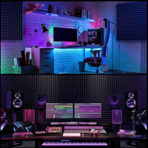TECHBLAZE 100 Pcs Sound Proof Acoustic Foam Panels High Density Sound Absorbing Wall Sheet 12"x12"x2" Sound 3D Pyramid Tiles Noise Reduction Treatment for Studio Gaming Podcast - Image 5