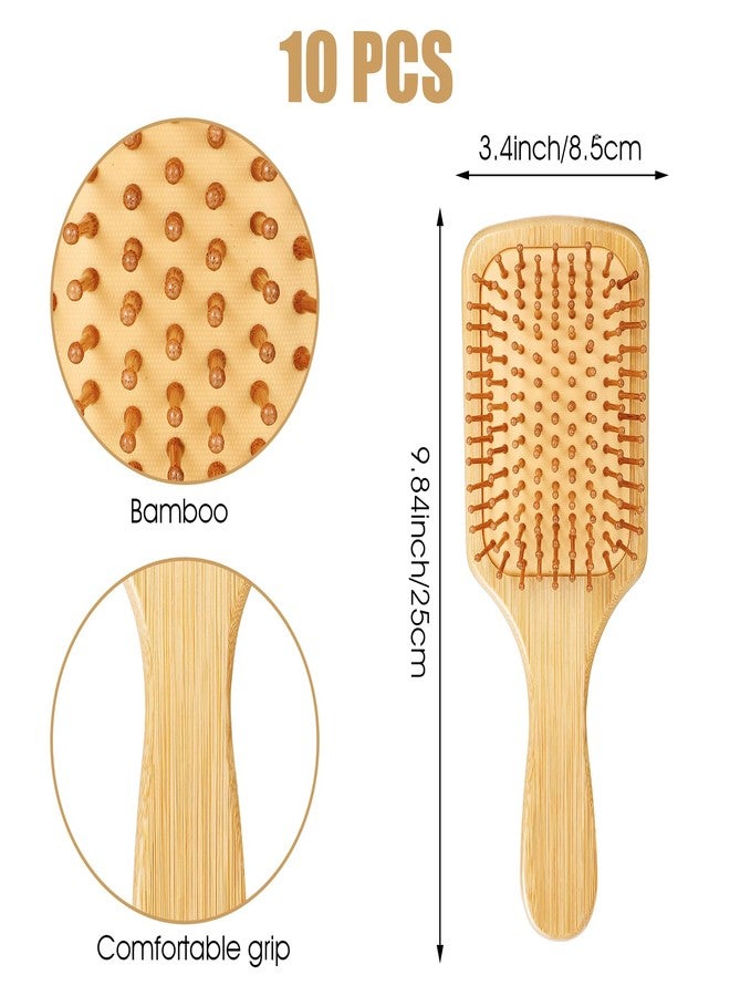 Molain 10 Pcs Bamboo Hair Brush, Bulk Round-tipped Bamboo Bristles Detangling Brush Paddle Mini Wood Hairbrushes, Lightweight Massage Anti Static for Women Men, Stimulates Scalp for Hair Growth, 9.84 × 3.4'' - Image 2
