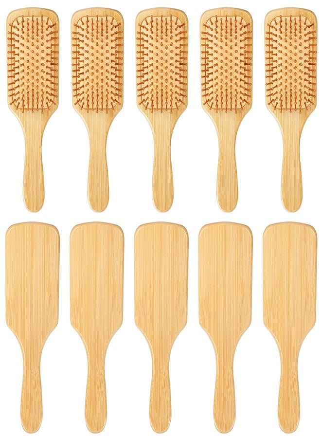 Molain 10 Pcs Bamboo Hair Brush, Bulk Round-tipped Bamboo Bristles Detangling Brush Paddle Mini Wood Hairbrushes, Lightweight Massage Anti Static for Women Men, Stimulates Scalp for Hair Growth, 9.84 × 3.4'' - Image 4
