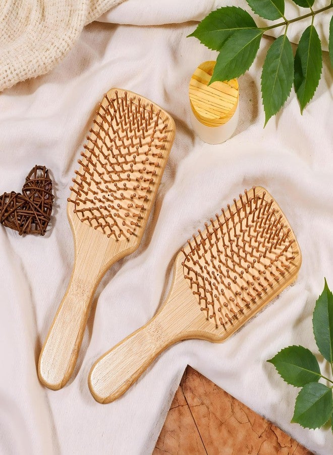 Molain 10 Pcs Bamboo Hair Brush, Bulk Round-tipped Bamboo Bristles Detangling Brush Paddle Mini Wood Hairbrushes, Lightweight Massage Anti Static for Women Men, Stimulates Scalp for Hair Growth, 9.84 × 3.4'' - Image 3