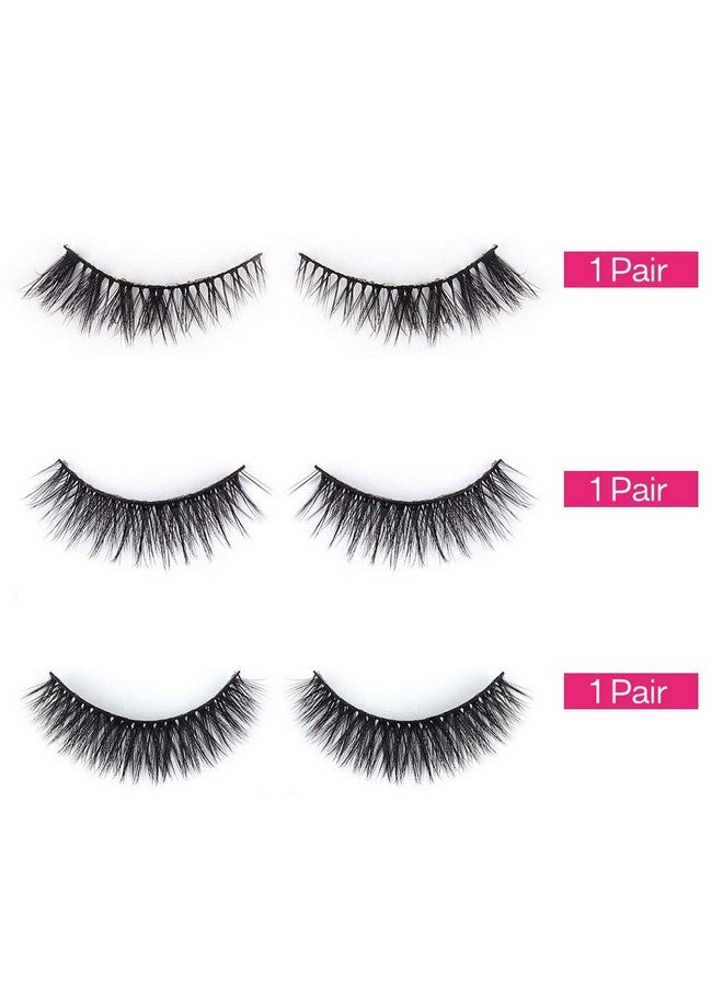 Calailis False Eyelash, Eye Makeup Lash 3D Faux Mink Fake Eyelash Long Natural Eyelashes 3 Pairs With 5G False Eyelash Glue (Cs14) - Image 2