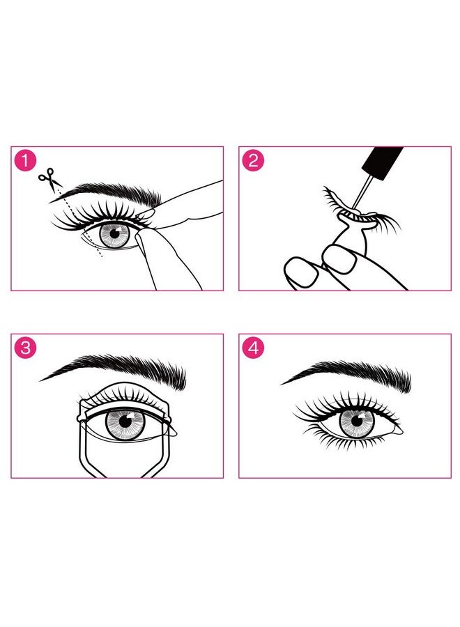 Calailis False Eyelash, Eye Makeup Lash 3D Faux Mink Fake Eyelash Long Natural Eyelashes 3 Pairs With 5G False Eyelash Glue (Cs14) - Image 4