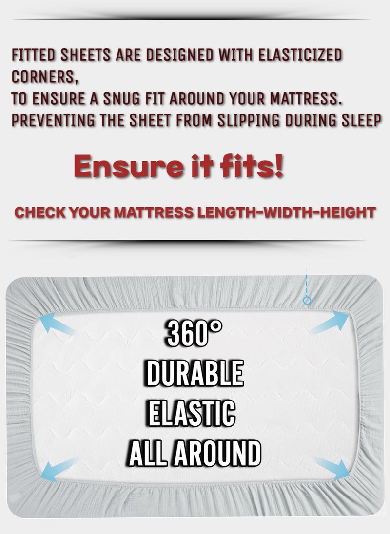 Blueberry Golden Cotton Queen Striped Fitted Elastic Bedsheet 180x200+35cm - Image 5