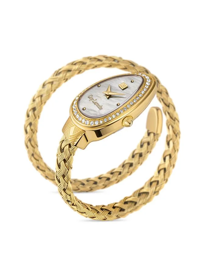 Guy Laroche Adele White Mother-of-pearl Dial Gold Metal Bracelet Analog Watch for Women 23.5mm