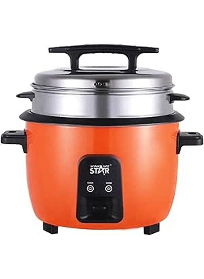 Generic Winning Star ST-9341 | 1300W Electric Rice Cooker & Multicooker | 3.6L Capacity | Orange | Thicken Anti-Dry Heating Plate | Steamer | BS Plug 