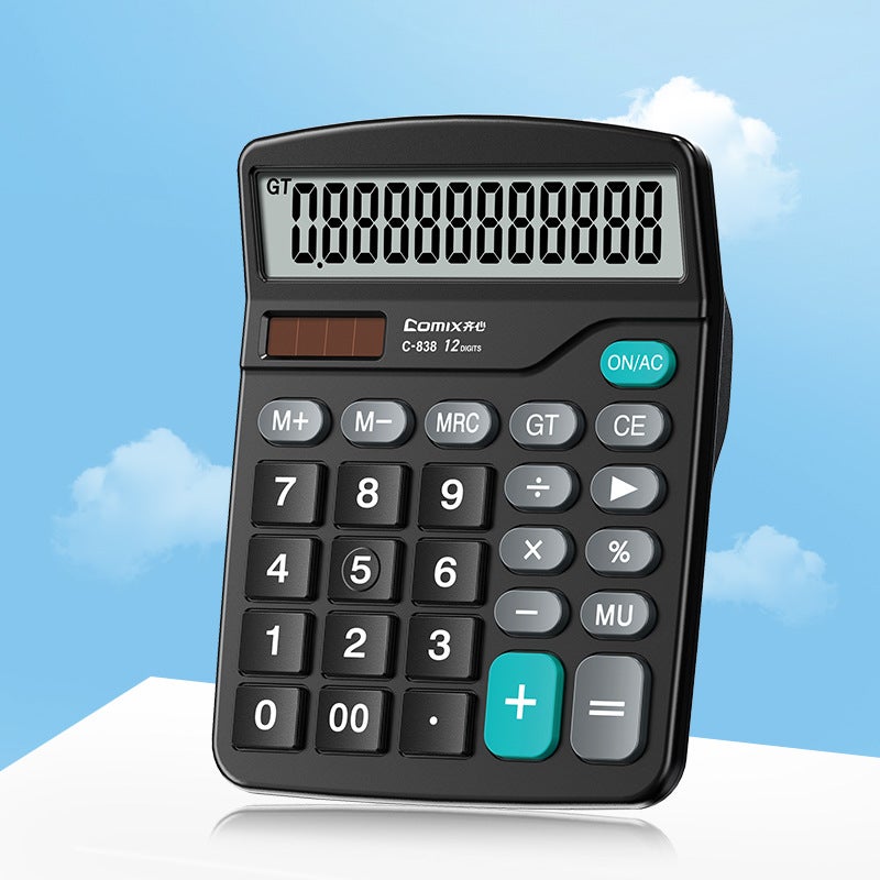 Qixin 12-Bit Classic Calculator Office Dedicated Dual-Power Non-Voice Computer C- 837C - Image 1