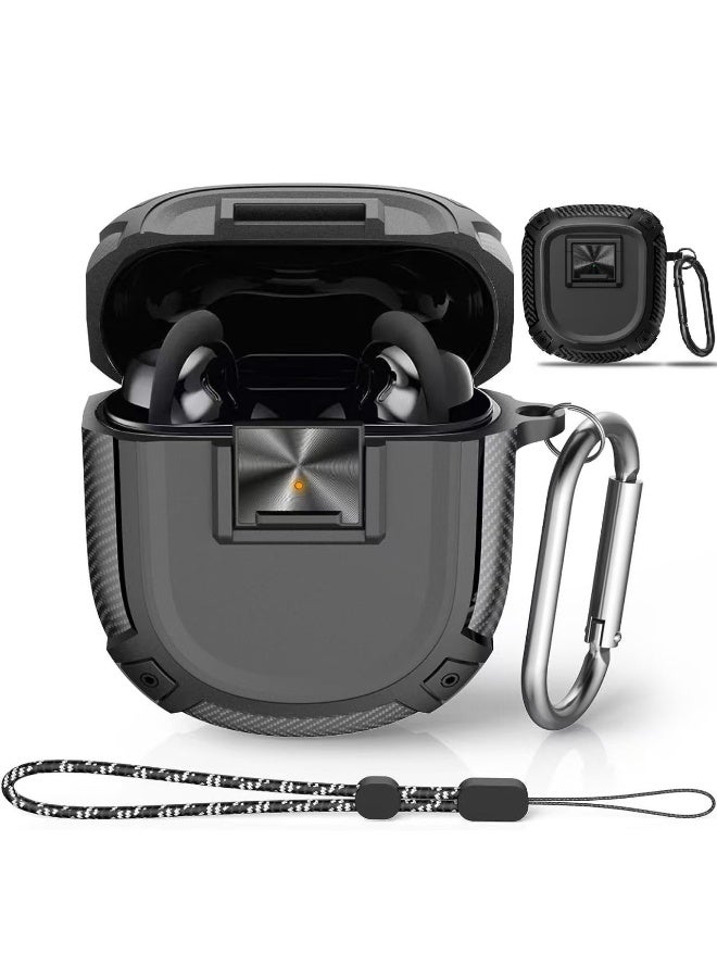 for Bose QuietComfort Earbuds II Case NEW QuietComfort Ultra Earbuds Case, Shockproof Protective Bose Earbuds 2 Case Cover for Bose QC II Accessories with CarabinerLanyard Black