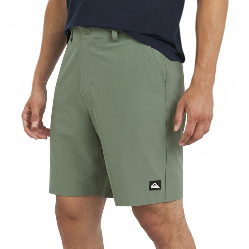 Quiksilver Men's Regular Fit Fixed Waist Water Friendly Active Hybrid Shorts, Solid Design - Sage, 36 - Image 1