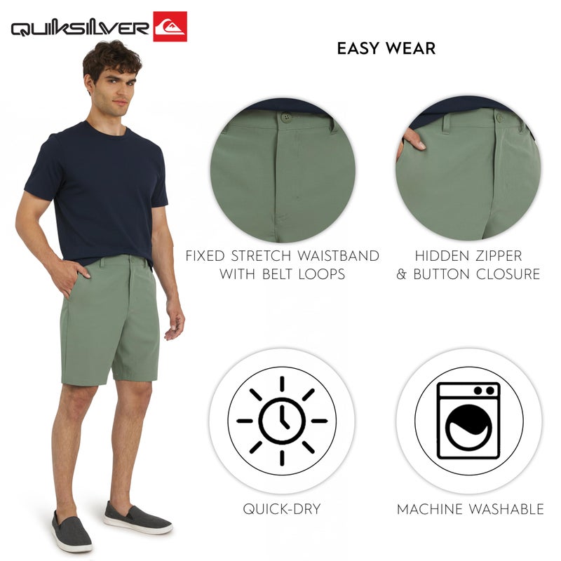 Quiksilver Men's Regular Fit Fixed Waist Water Friendly Active Hybrid Shorts, Solid Design - Sage, 36 - Image 4