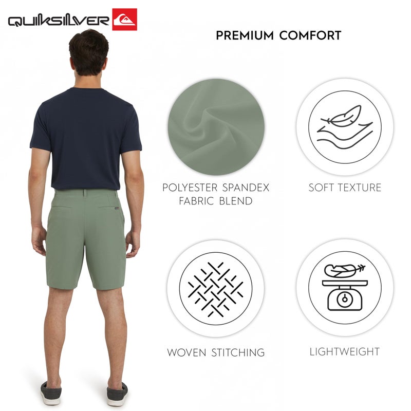 Quiksilver Men's Regular Fit Fixed Waist Water Friendly Active Hybrid Shorts, Solid Design - Sage, 36 - Image 3