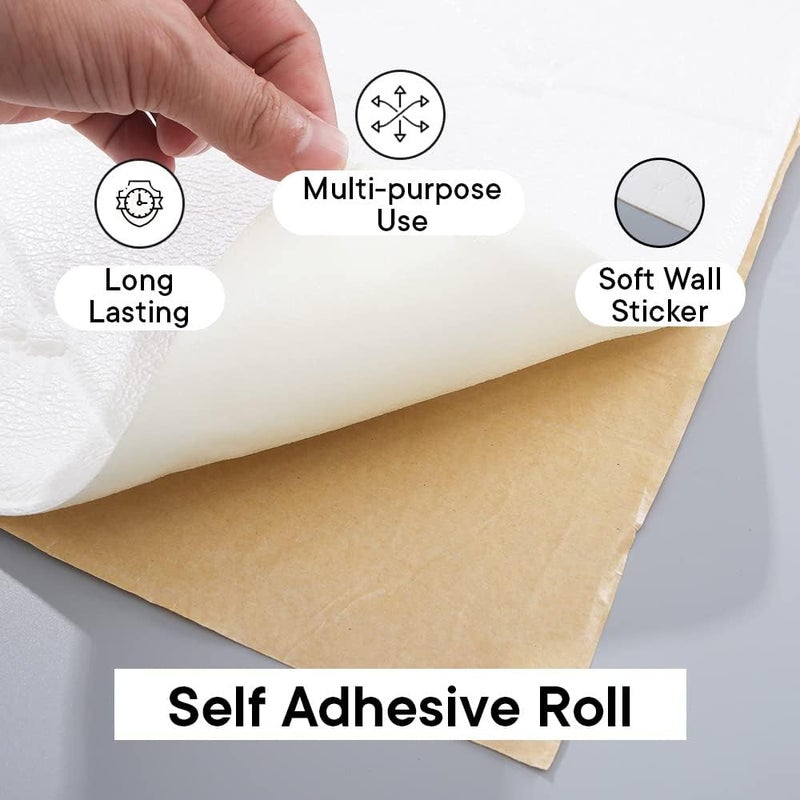 DOKDO 3D White headboard Cushion Wallpaper for Wall PE Foam Wall Stickers Self Adhesive DIY Wall Decor (35 X 70cm, Appx. 2.7Sq Feet)(Colour : White) (10) - Image 5
