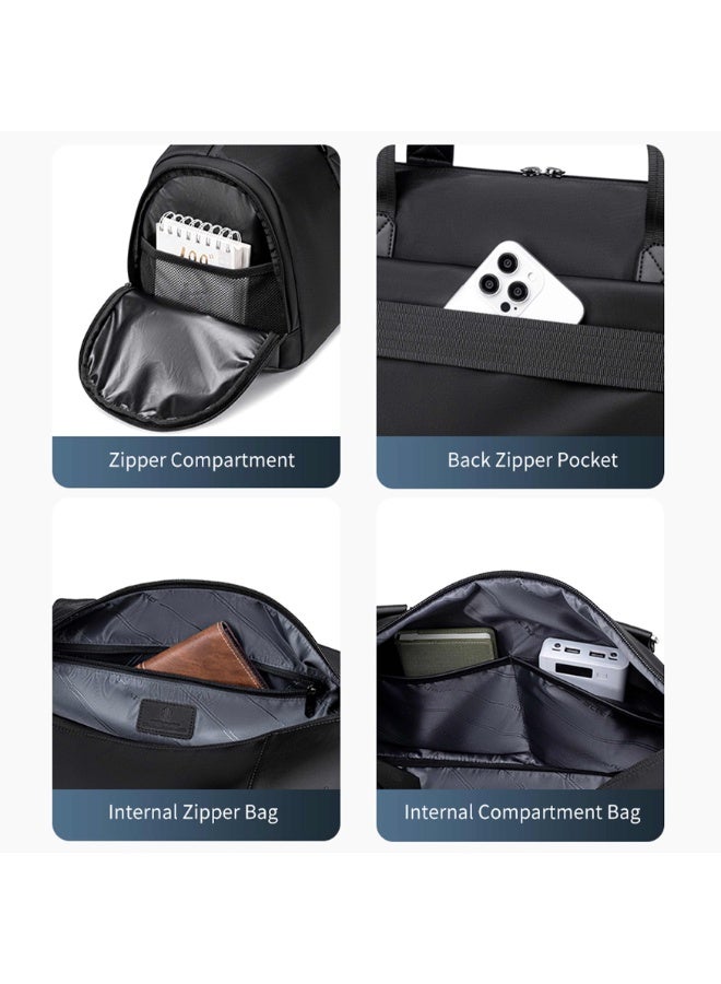 ARCTIC HUNTER Unisex Premium Duffel Bag 29L Water Resistant Semi-Cylindrical Large Capacity Weekender Bag with Multiple Compartment for Men and Women, LXB00848, Black - Image 3