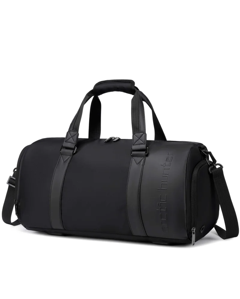 ARCTIC HUNTER Unisex Premium Duffel Bag 29L Water Resistant Semi-Cylindrical Large Capacity Weekender Bag with Multiple Compartment for Men and Women, LXB00848, Black