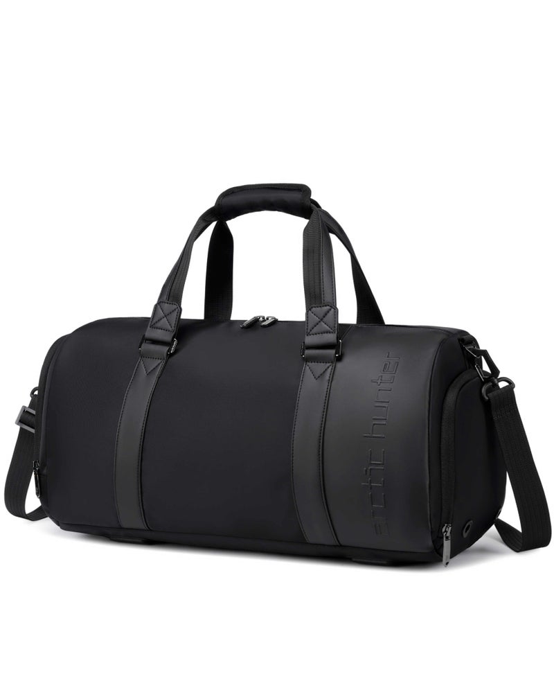 ARCTIC HUNTER Unisex Premium Duffel Bag 29L Water Resistant Semi-Cylindrical Large Capacity Weekender Bag with Multiple Compartment for Men and Women, LXB00848, Black - Image 1
