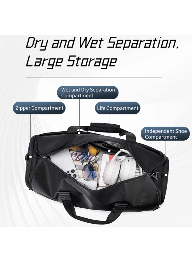 ARCTIC HUNTER Unisex Premium Duffel Bag 29L Water Resistant Semi-Cylindrical Large Capacity Weekender Bag with Multiple Compartment for Men and Women, LXB00848, Black - Image 4