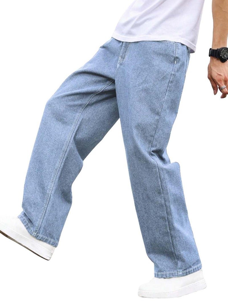 KOTTY Men's Light Blue Relaxed Fit Jeans | Soft Cotton Blend Regular Length Denim(Blue,28)_KTTMENSJEANS292_28 - Image 1