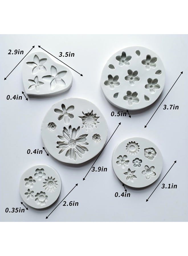 Japleed 5PCS Flower Silicone Molds, Daisy Flower Fondant Chocolate Jelly Cake Decoration Molds, 3D Floral Resin Candle Soap Wax Polymer Clay Mold, Cute Epoxy Mold for DIY Art Craft Baking Supplies - Image 3