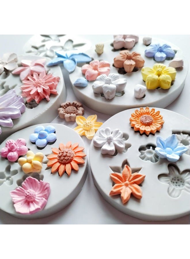 Japleed 5PCS Flower Silicone Molds, Daisy Flower Fondant Chocolate Jelly Cake Decoration Molds, 3D Floral Resin Candle Soap Wax Polymer Clay Mold, Cute Epoxy Mold for DIY Art Craft Baking Supplies - Image 5