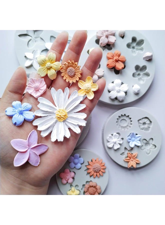 Japleed 5PCS Flower Silicone Molds, Daisy Flower Fondant Chocolate Jelly Cake Decoration Molds, 3D Floral Resin Candle Soap Wax Polymer Clay Mold, Cute Epoxy Mold for DIY Art Craft Baking Supplies - Image 4