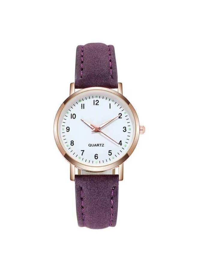 Two-piece Simple Women's Watch Digital Female Student Luminous Watch Fashion Matte Leather Casual Women's Quartz Watch