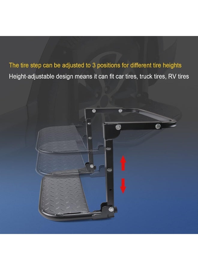 DICMIC Folding Heavy Duty Tire Step for Truck, SUV and RV - Image 4