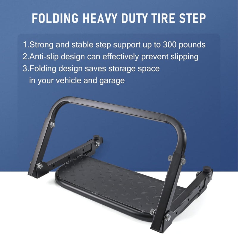 DICMIC Folding Heavy Duty Tire Step for Truck, SUV and RV - Image 2