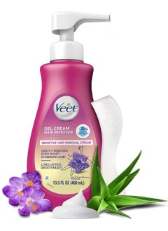 Veet VEET Sensitive Skin Hair Removal Cream For Women, Painless Bikini Hair Removal Gel, Dermatologically Tested Depilatory Cream For Bikini Line, Legs, Arms, Underarms, 400ml Pump Bottle with Tool  - Image 1