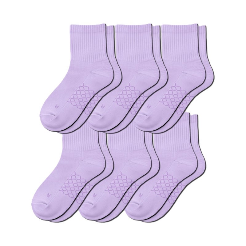 Elementa Crew Socks 6 Pairs – Lavender Cotton Blend Socks with Arch Support, Seamless Toe Design & Breathable Odor Control for Everyday Comfort - Image 1