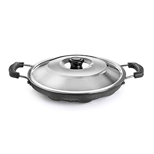 Tosaa Non-Stick 12 Cavity Appam Patra Side Handle with lid, Color May Vary - Image 2