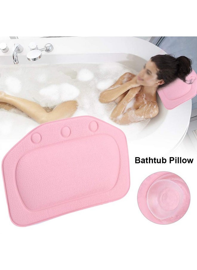 Haofy - Bath Pillow Bathtub Head Neck Support Soft Foam Padded Spa Tub Headrest Back Shoulders Support Cushion Bathroom (Pink) - Image 1