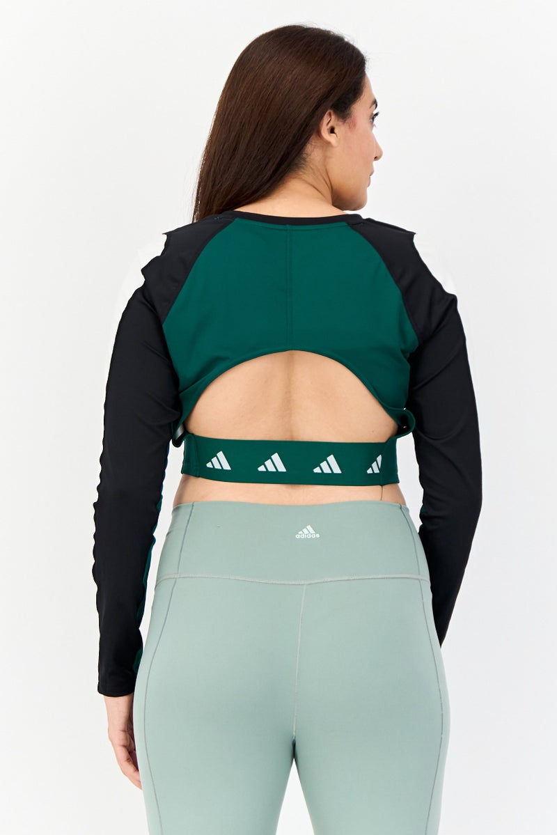 Adidas تي شيرت رياضي نسائي مناسب للجري، أخضر - Image 4